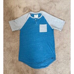 On the Byas Men’s Raglan Henley Tee Heather Blue & Gray - Size Small